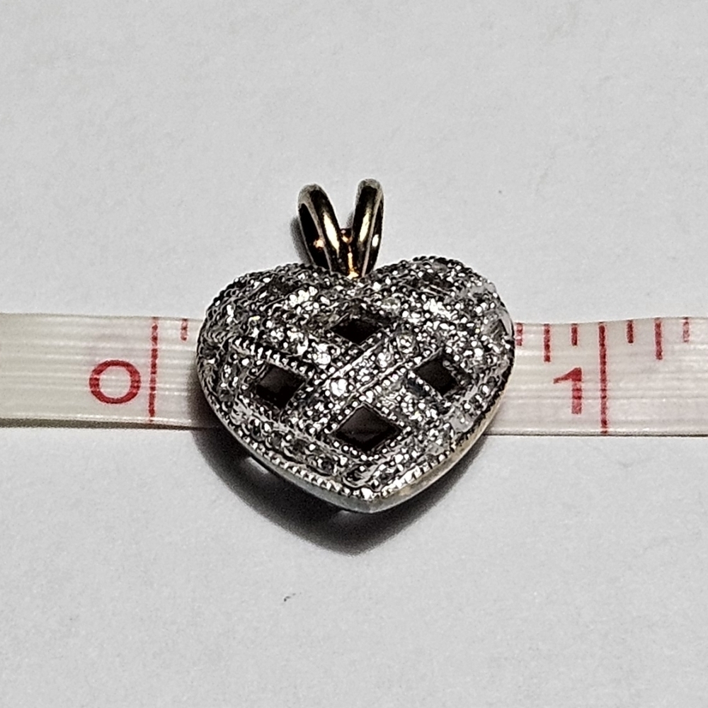 Pavé Lattice Heart Pendant Necklace - Silver